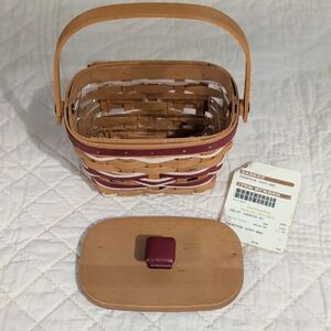 Longaberger Tree Trimming Yuletide Basket, Protector, Lid, Tie On